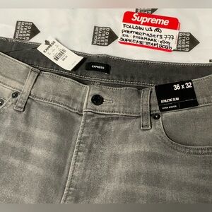 SOLD—- EXPRESS Mens Slim Stretch Gray Denim Jeans W36/L32 BRAND NEW